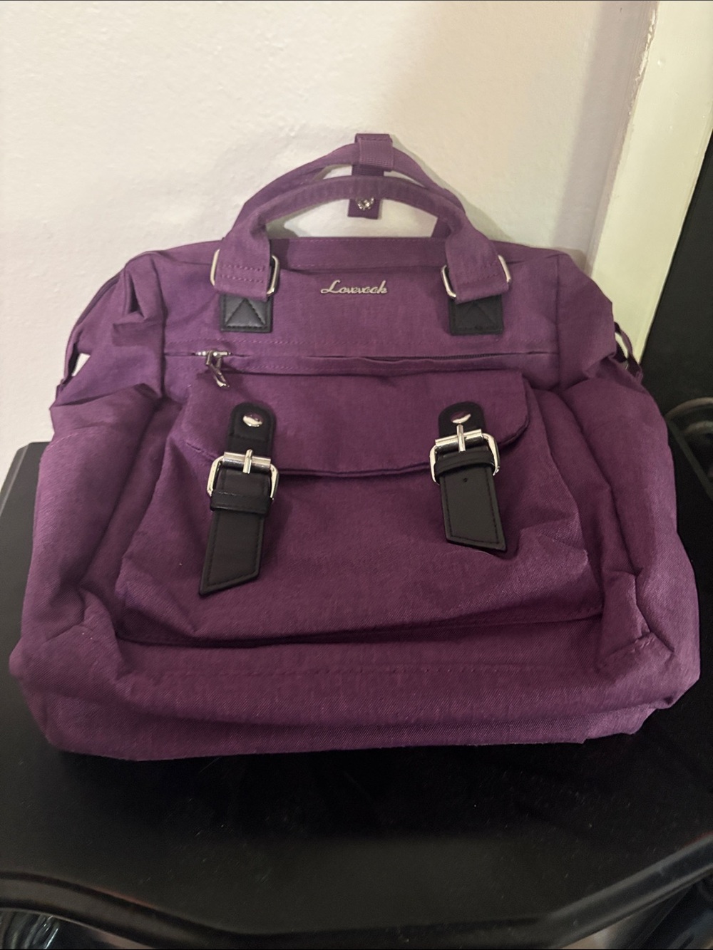 Lovevook Purple Canvas Backpack Tote